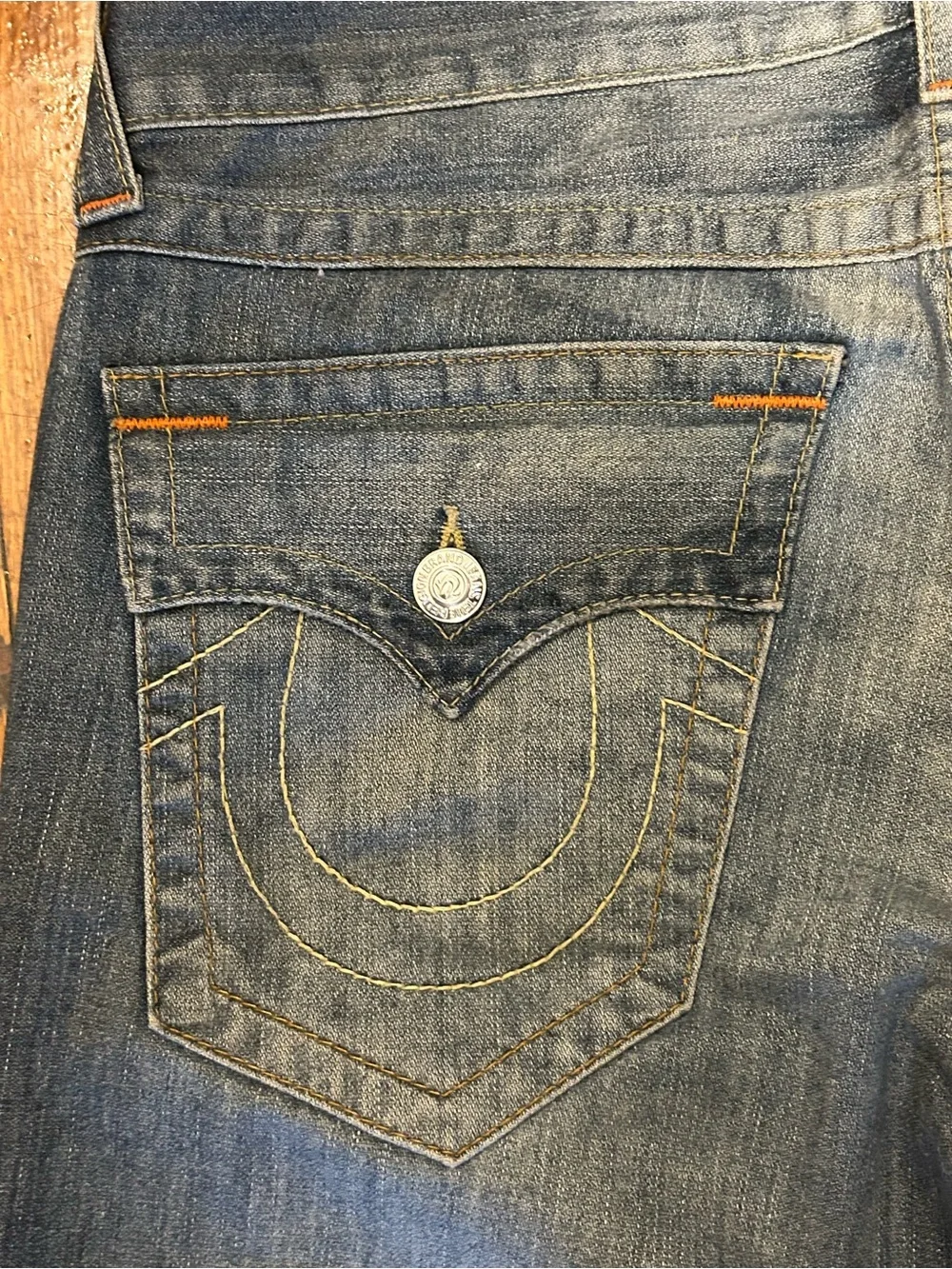 True Religion Men's Bootcut Jeans - Medium Blue Wash Size 32